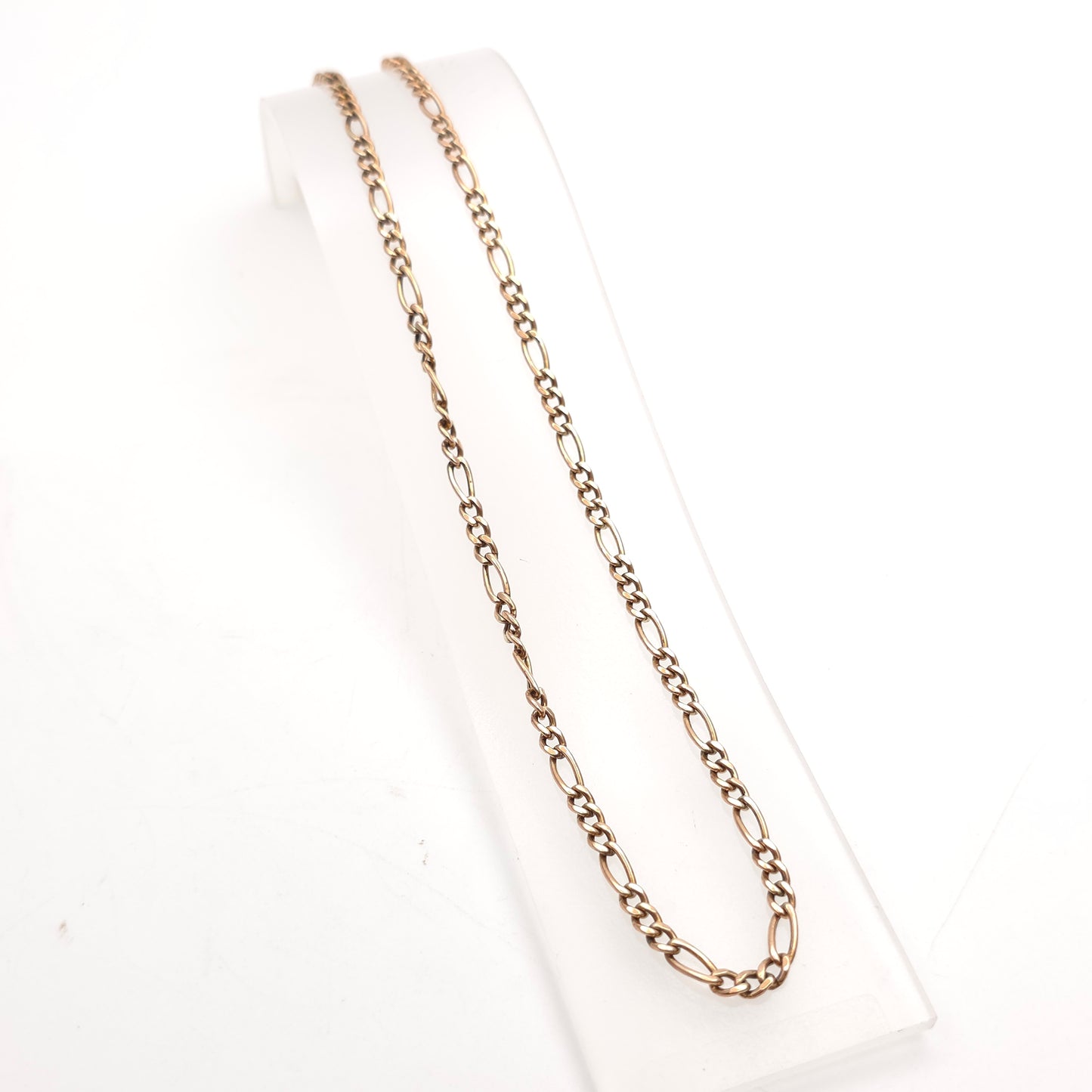 9ct Yellow Gold Vintage Hollow Link Figaro Chain Necklace 20"