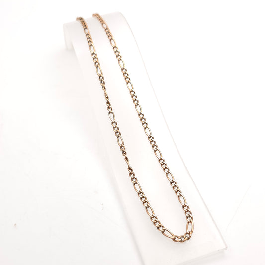 9ct Yellow Gold Vintage Hollow Link Figaro Chain Necklace 20"
