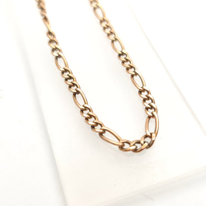 9ct Yellow Gold Vintage Hollow Link Figaro Chain Necklace 20"