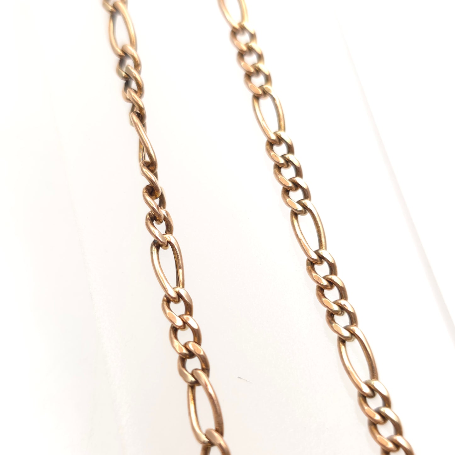 9ct Yellow Gold Vintage Hollow Link Figaro Chain Necklace 20"