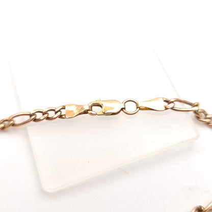 9ct Yellow Gold Vintage Hollow Link Figaro Chain Necklace 20"