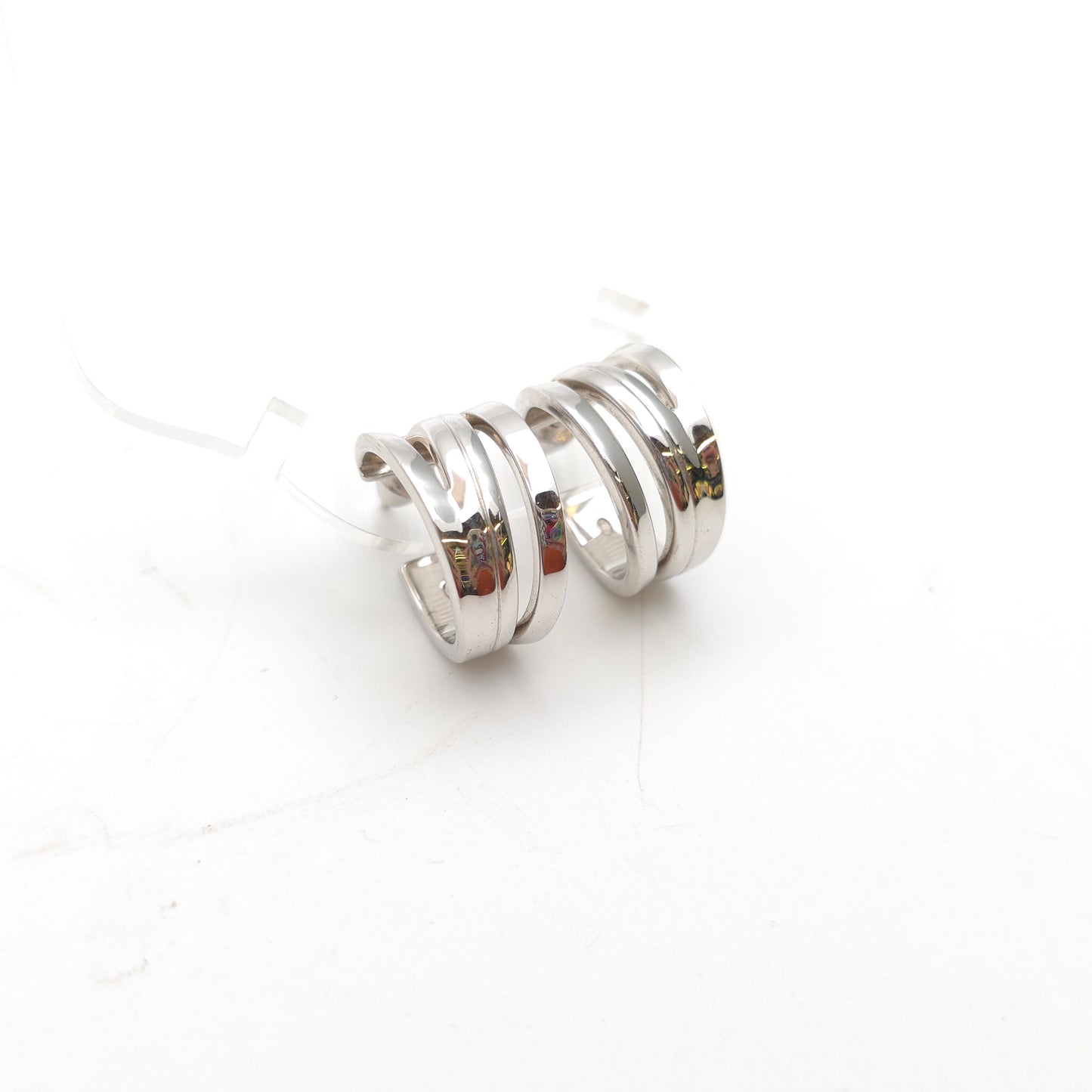 Sterling Silver Emporio Armani Multistrand Openwork Hoop Style Stud Earrings