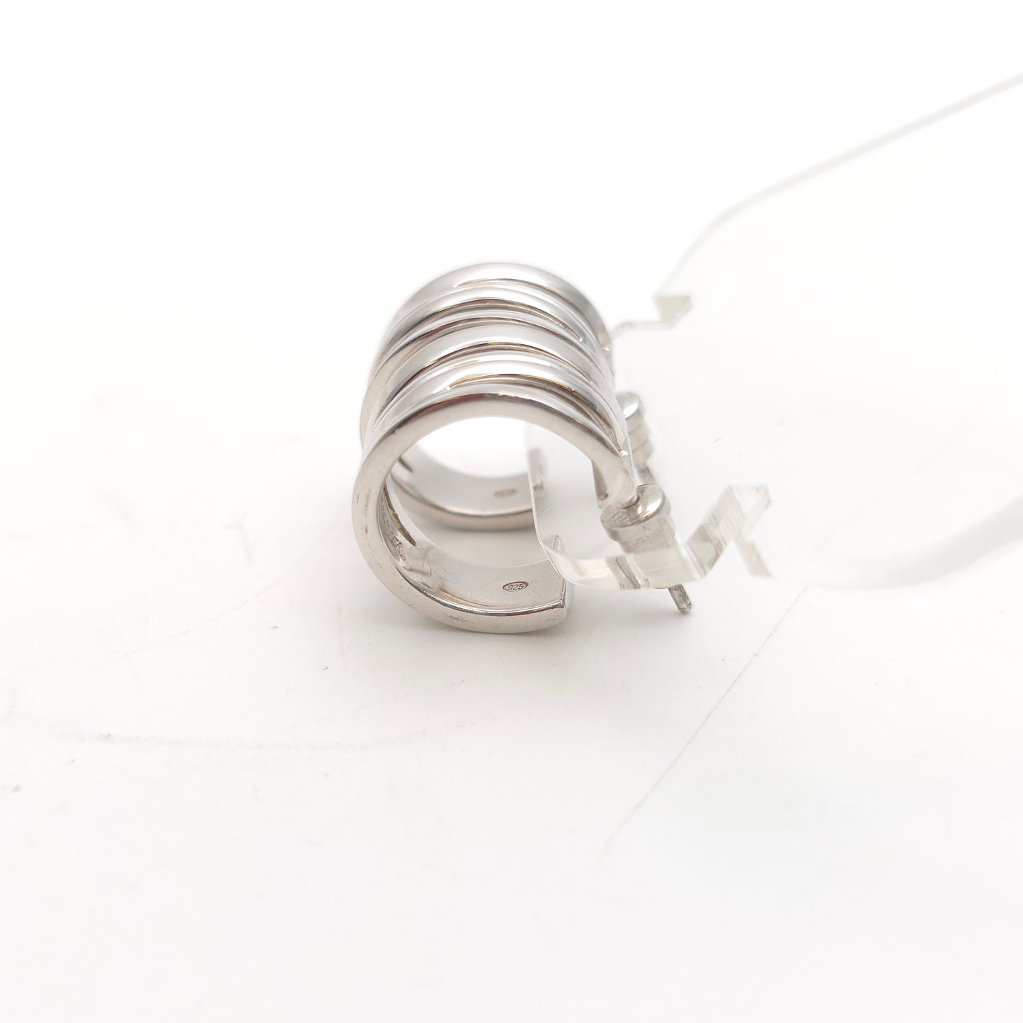 Sterling Silver Emporio Armani Multistrand Openwork Hoop Style Stud Earrings