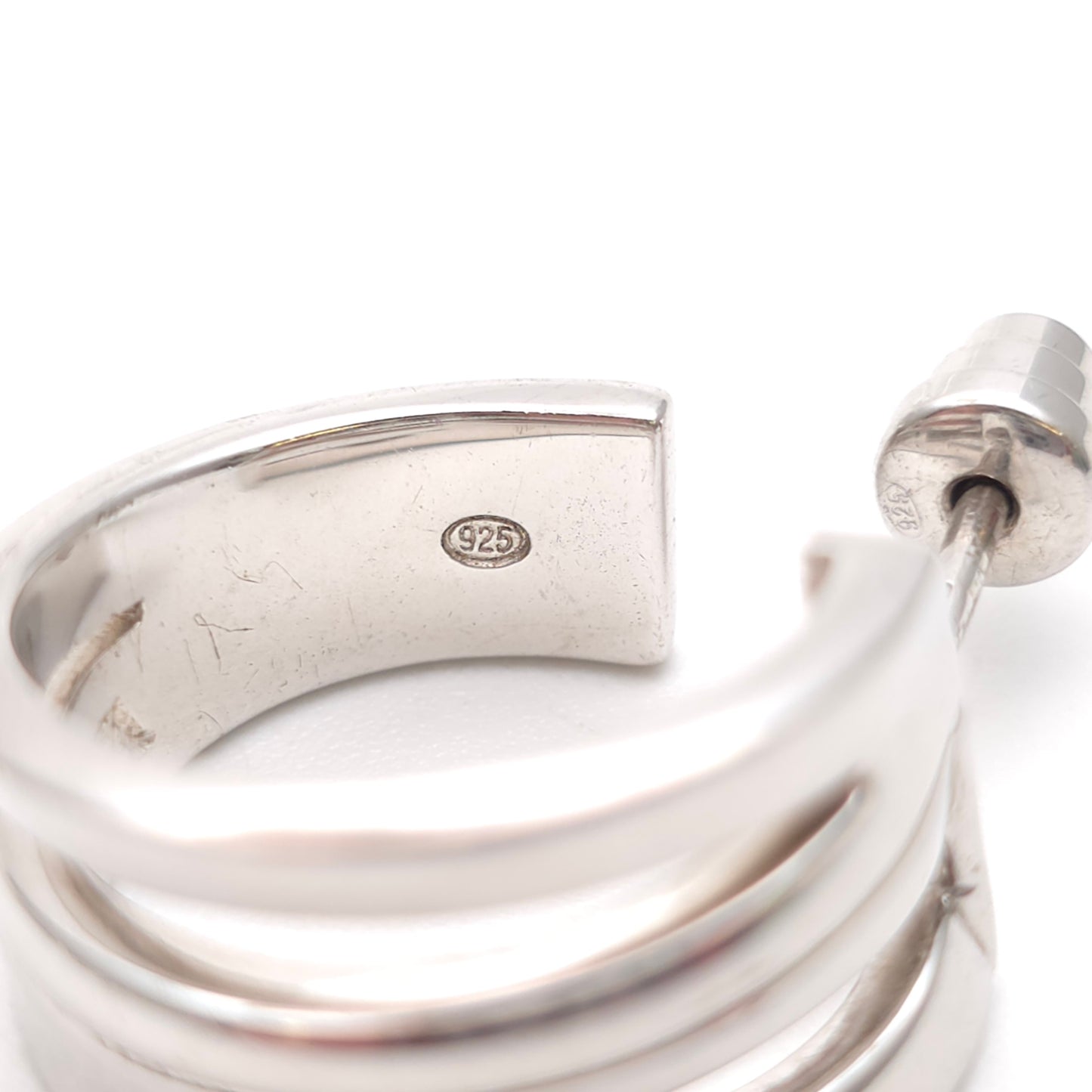 Sterling Silver Emporio Armani Multistrand Openwork Hoop Style Stud Earrings