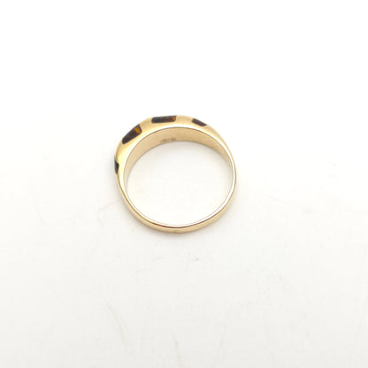 14ct Yellow Gold Striped Amber Set Bombe Band Ring