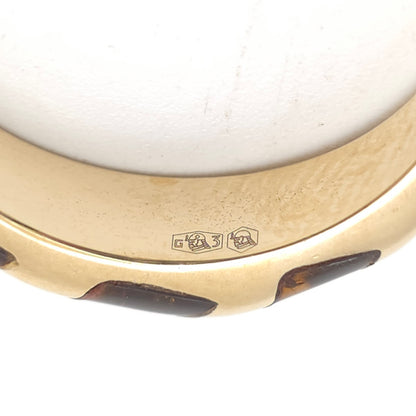14ct Yellow Gold Striped Amber Set Bombe Band Ring