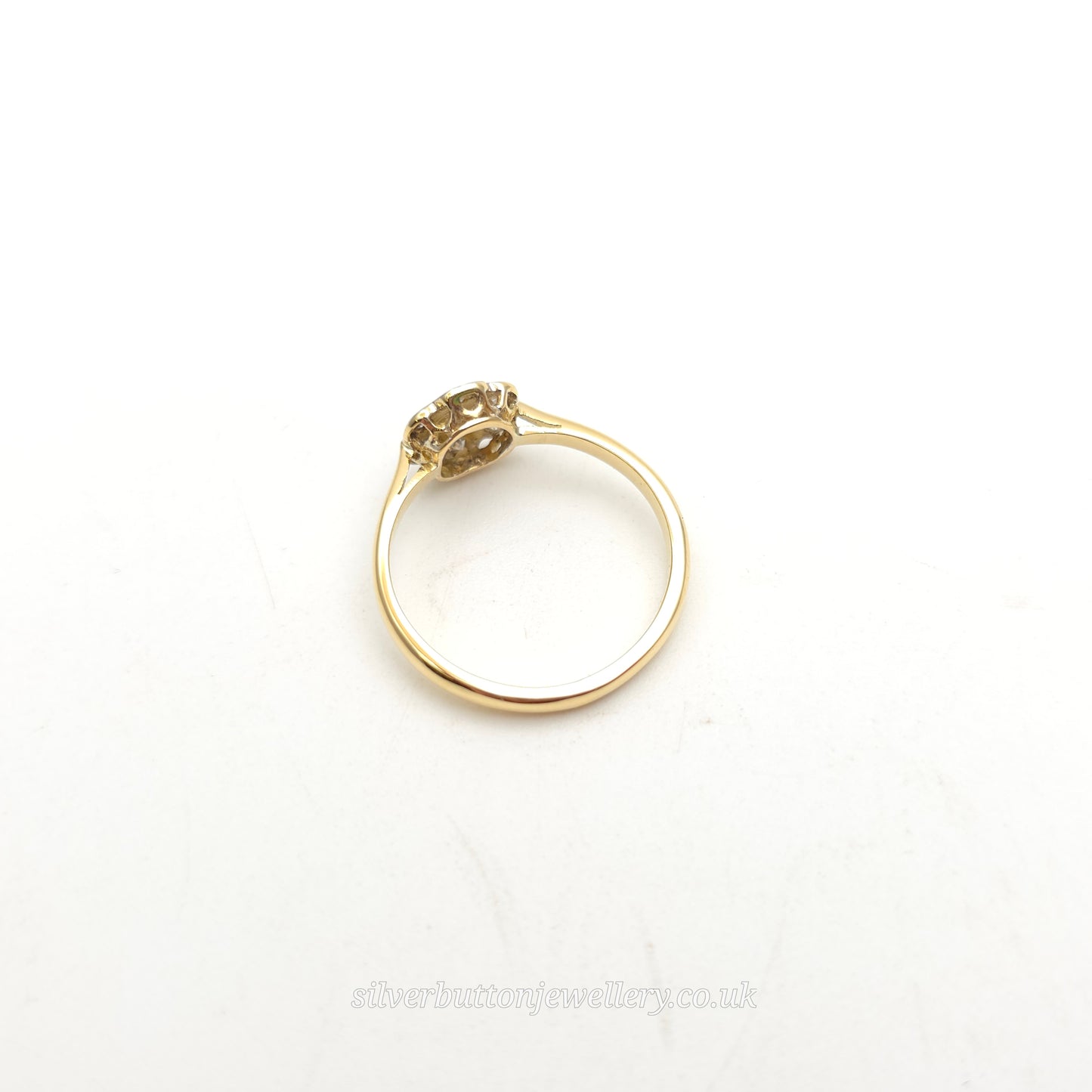 18ct Yellow Gold And Platinum Diamond Set Floral Shaped Head Cluster Ring