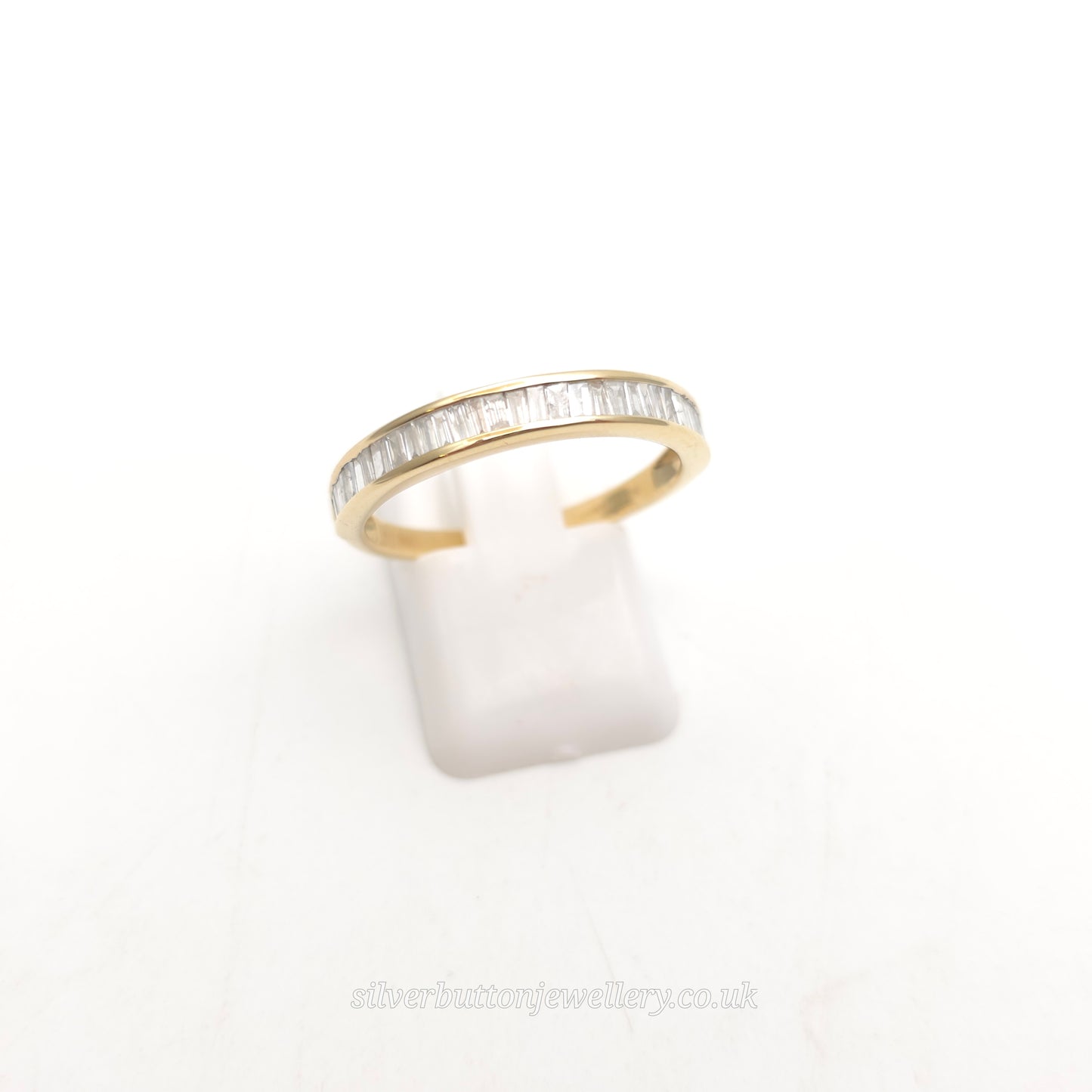 9ct Yellow Gold Baguette Cut Channel Set Diamond Half Eternity Style Band Ring