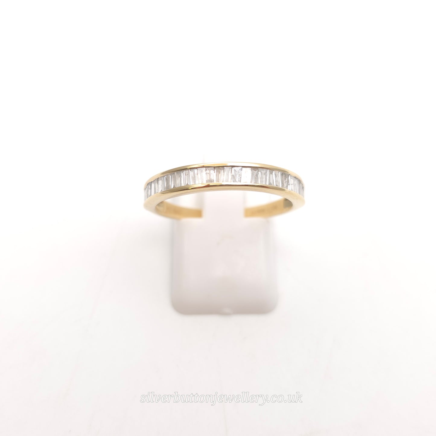 9ct Yellow Gold Baguette Cut Channel Set Diamond Half Eternity Style Band Ring