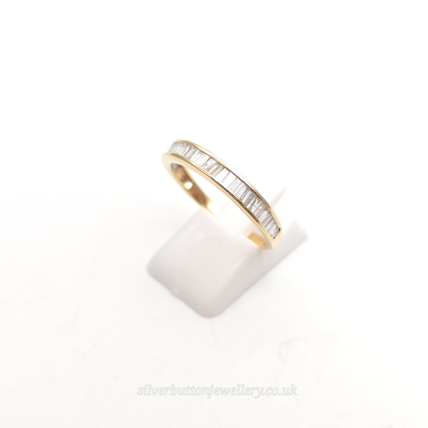 9ct Yellow Gold Baguette Cut Channel Set Diamond Half Eternity Style Band Ring