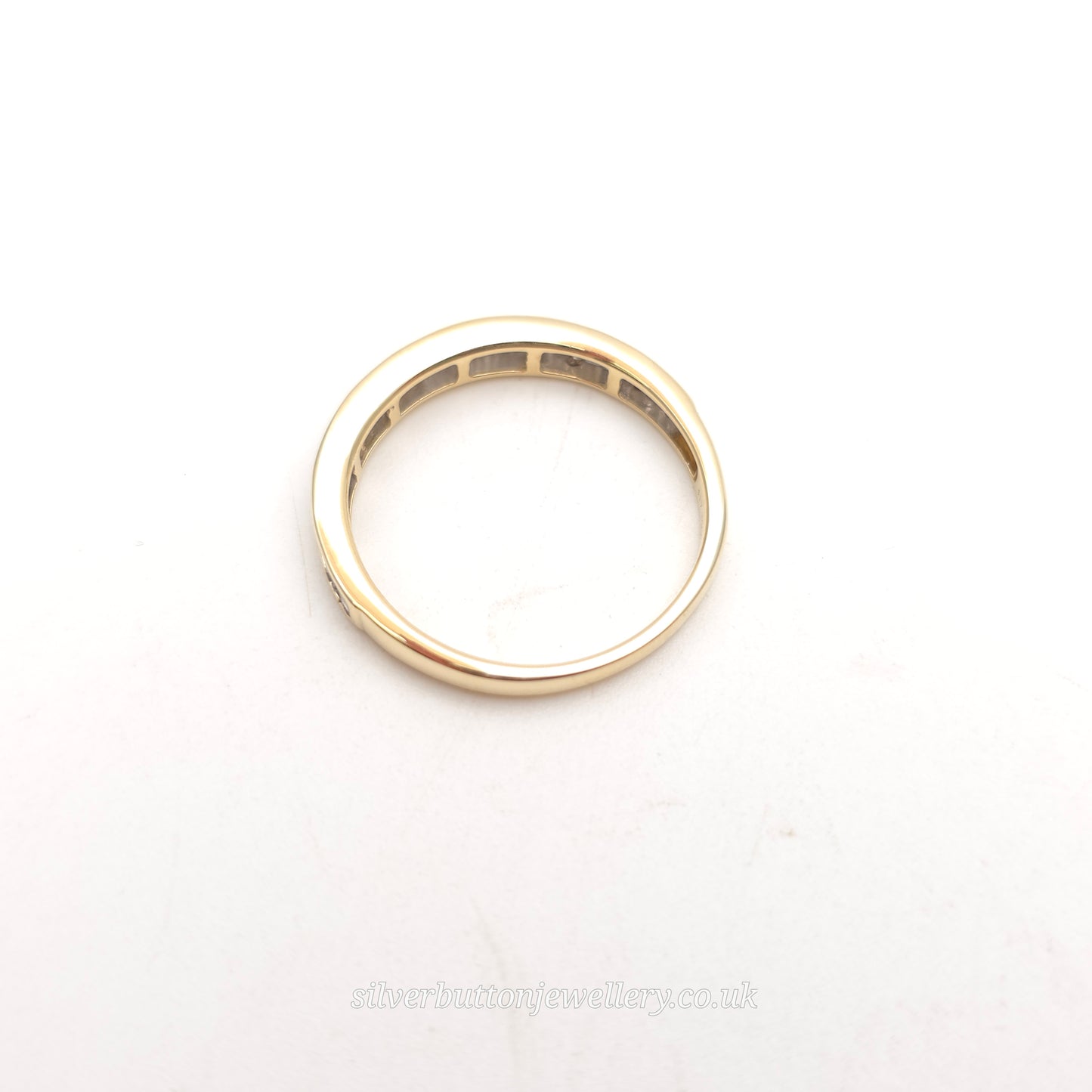 9ct Yellow Gold Baguette Cut Channel Set Diamond Half Eternity Style Band Ring