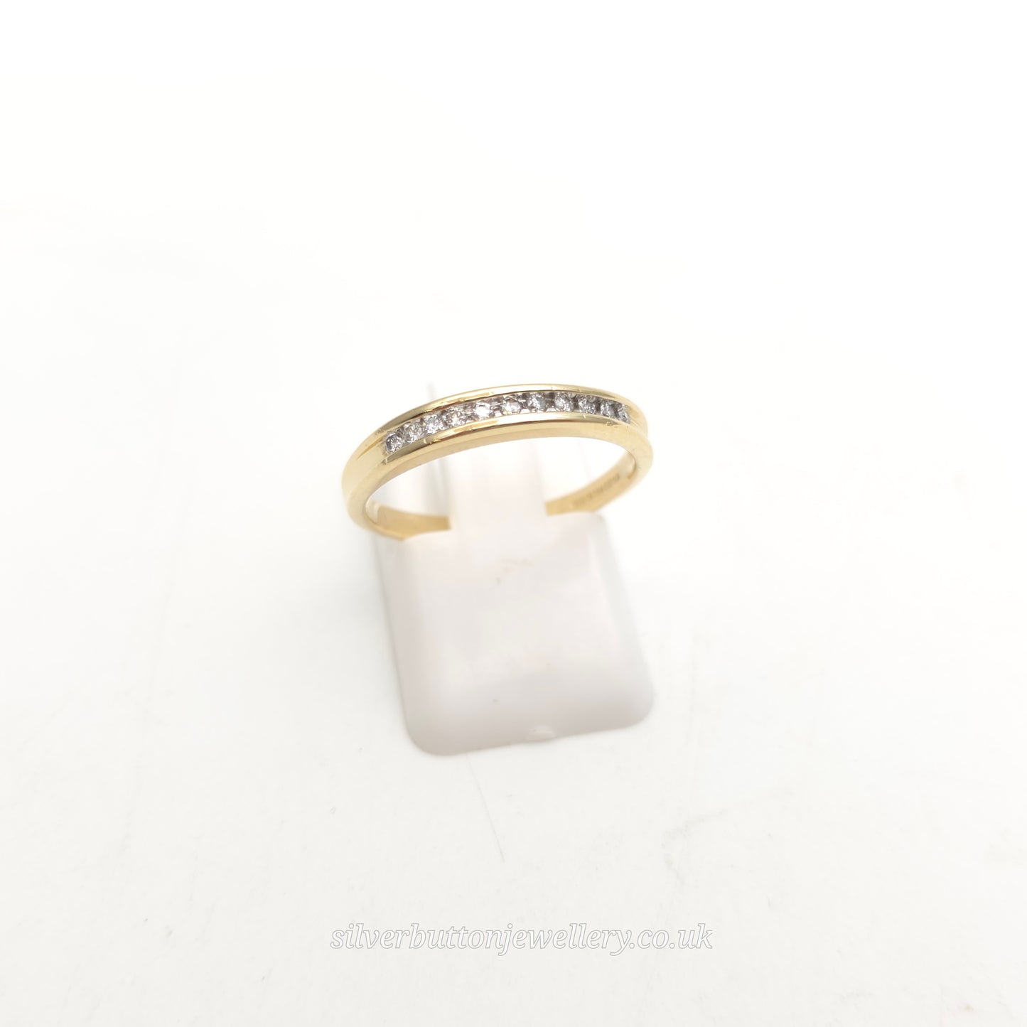 9ct Yellow Gold Round Cut Channel Set Diamond Half Eternity Style Ring