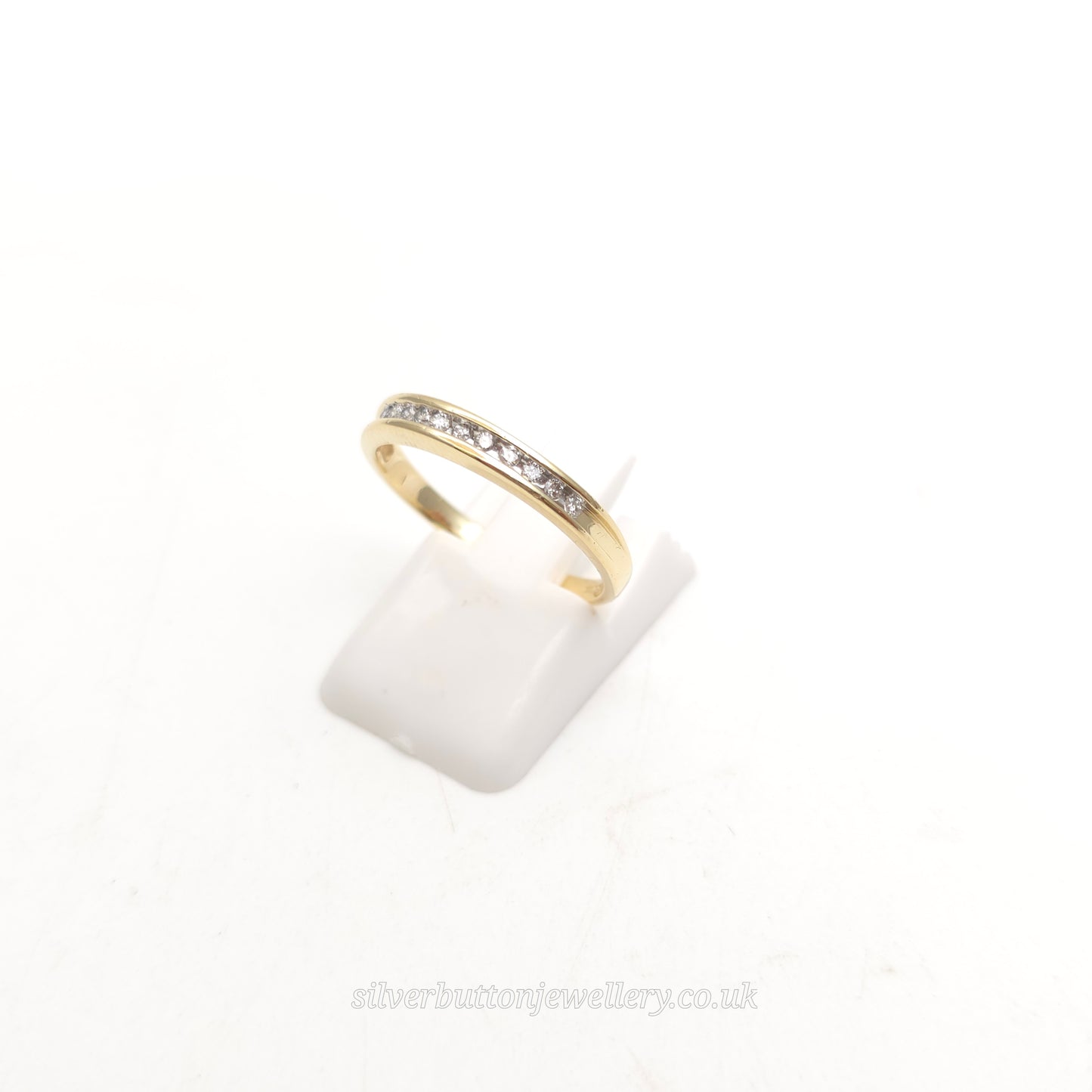 9ct Yellow Gold Round Cut Channel Set Diamond Half Eternity Style Ring
