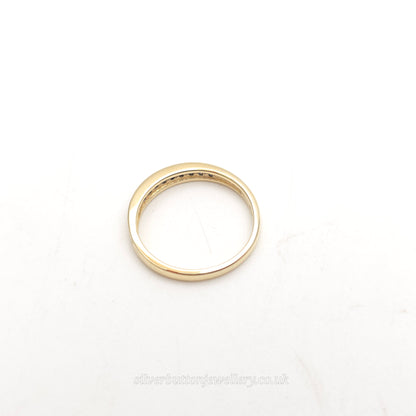 9ct Yellow Gold Round Cut Channel Set Diamond Half Eternity Style Ring