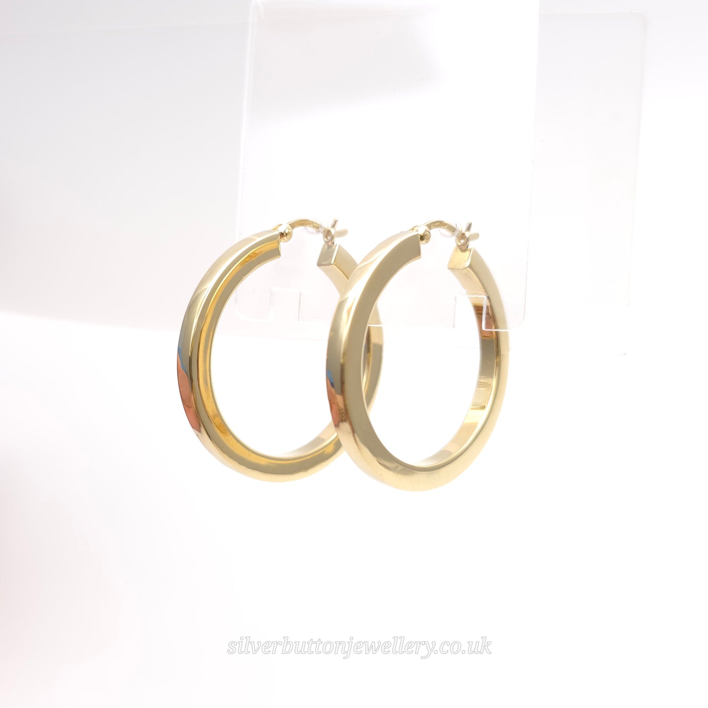 18ct Yellow Gold Vintage Hollow Chunky Hoop Earrings (AF)