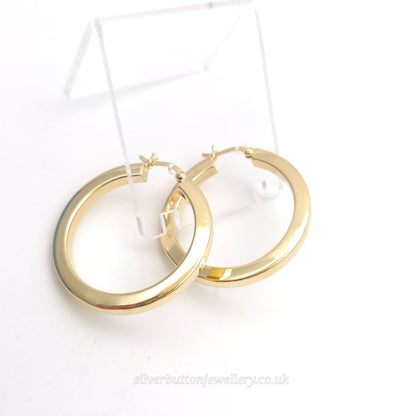 18ct Yellow Gold Vintage Hollow Chunky Hoop Earrings (AF)