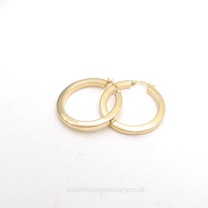 18ct Yellow Gold Vintage Hollow Chunky Hoop Earrings (AF)