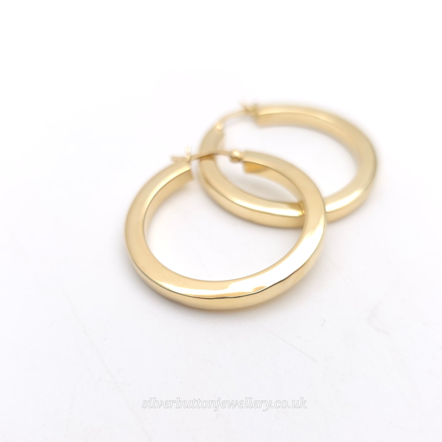18ct Yellow Gold Vintage Hollow Chunky Hoop Earrings (AF)