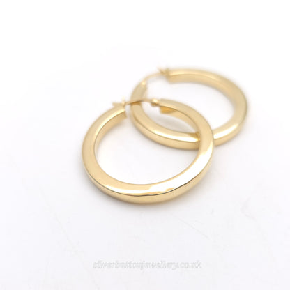 18ct Yellow Gold Vintage Hollow Chunky Hoop Earrings (AF)