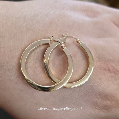 18ct Yellow Gold Vintage Hollow Chunky Hoop Earrings (AF)