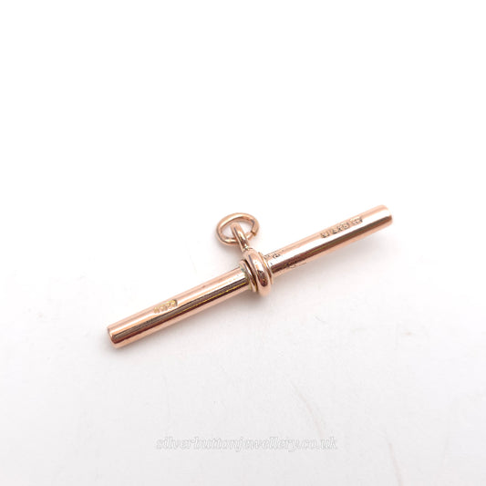 9ct Rose Gold Antique Traditional T-Bar Pendant / Charm