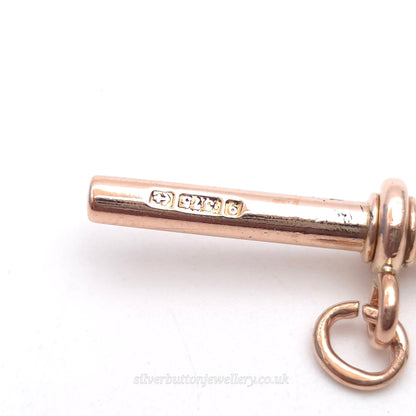 9ct Rose Gold Antique Traditional T-Bar Pendant / Charm