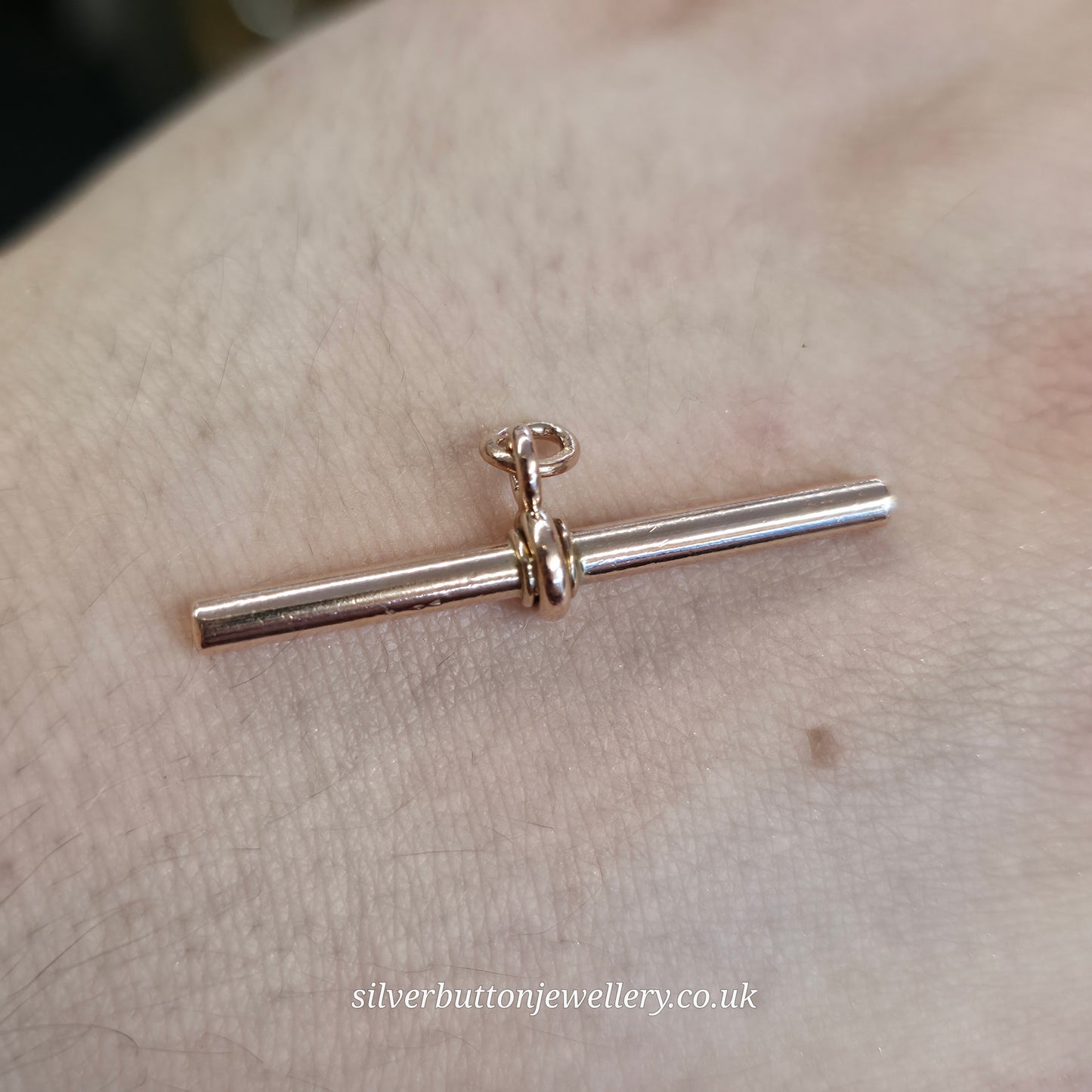 9ct Rose Gold Antique Traditional T-Bar Pendant / Charm