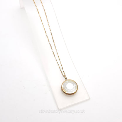 9ct Yellow Gold Vintage Round Engraved Locket On Figaro Chain 16"