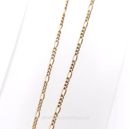 9ct Yellow Gold Vintage Round Engraved Locket On Figaro Chain 16"