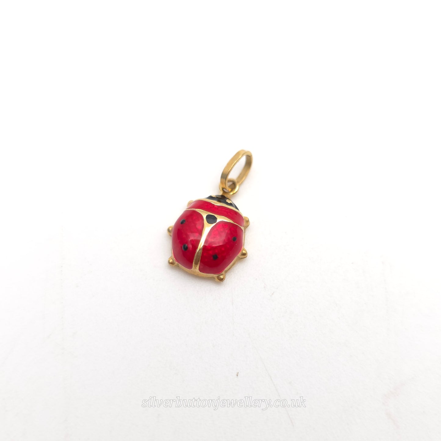 9ct Yellow Gold Hollow Red & Black Enamelled Ladybird / Ladybug Charm / Pendant