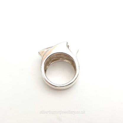 Sterling Silver Chunky Abstract Three Row Mother Of Pearl Abstract Ring