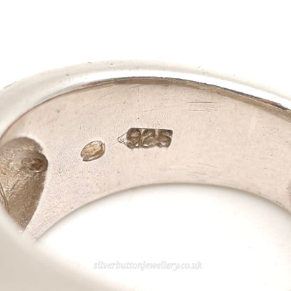 Sterling Silver Chunky Abstract Three Row Mother Of Pearl Abstract Ring