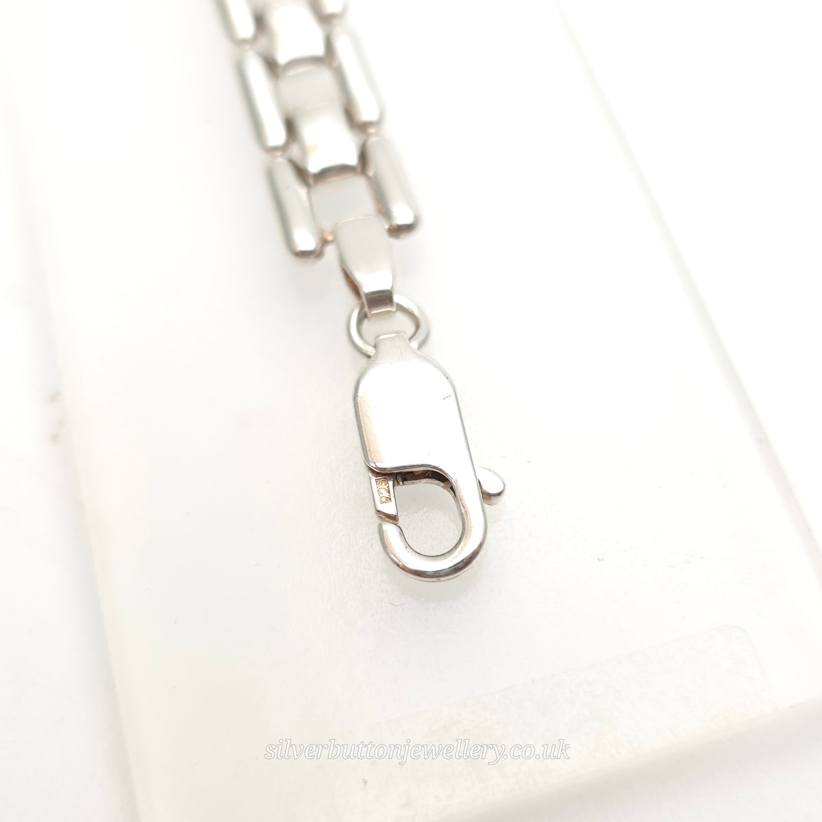 Sterling Silver Long Open Square Bubbled Link Bracelet