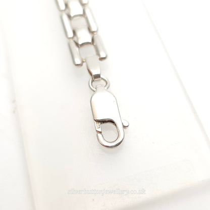 Sterling Silver Long Open Square Bubbled Link Bracelet