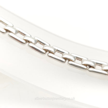 Sterling Silver Long Open Square Bubbled Link Bracelet