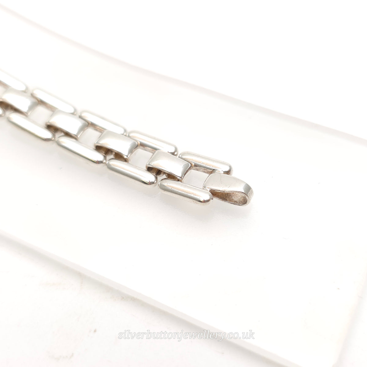 Sterling Silver Long Open Square Bubbled Link Bracelet