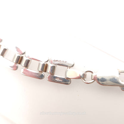 Sterling Silver Long Open Square Bubbled Link Bracelet