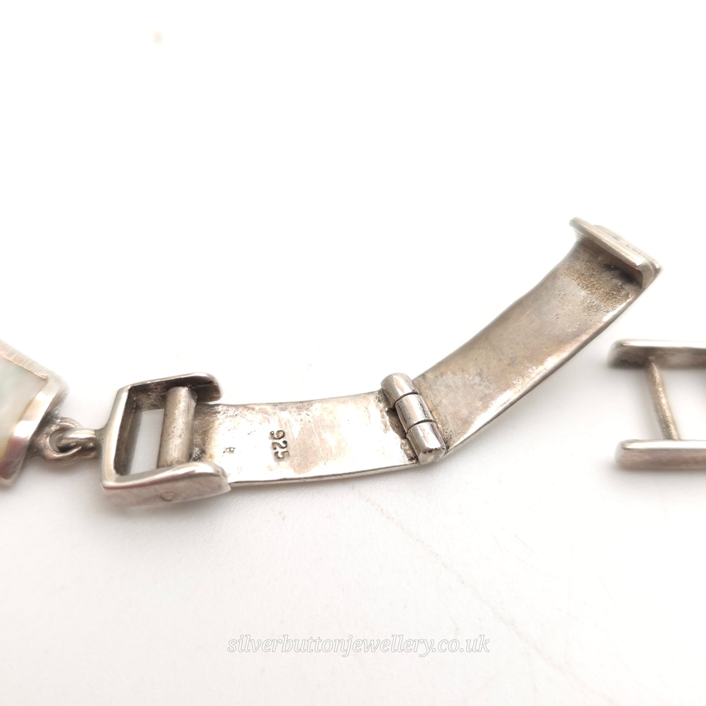 Sterling Silver Chunky Mother Of Pearl Panel Collar Necklace