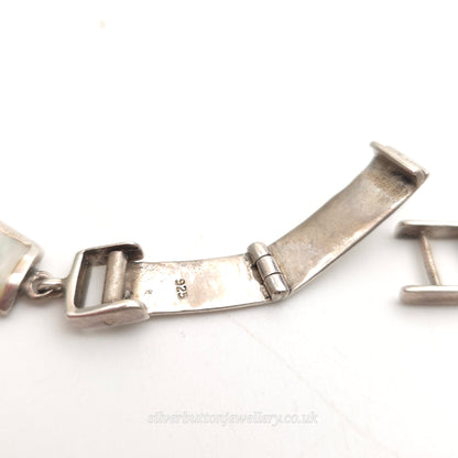 Sterling Silver Chunky Mother Of Pearl Panel Collar Necklace