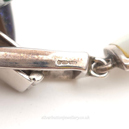 Sterling Silver Chunky Mother Of Pearl Panel Collar Necklace