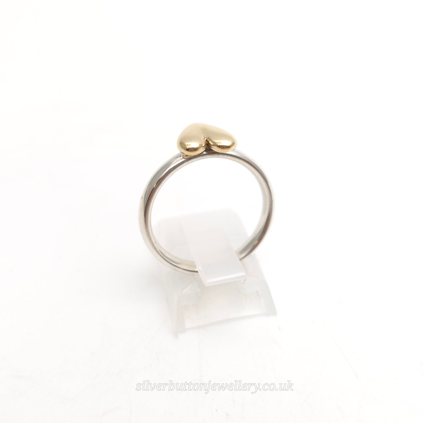 Sterling Silver Gold Plated Chunky Heart Panel Motif Solitaire Ring