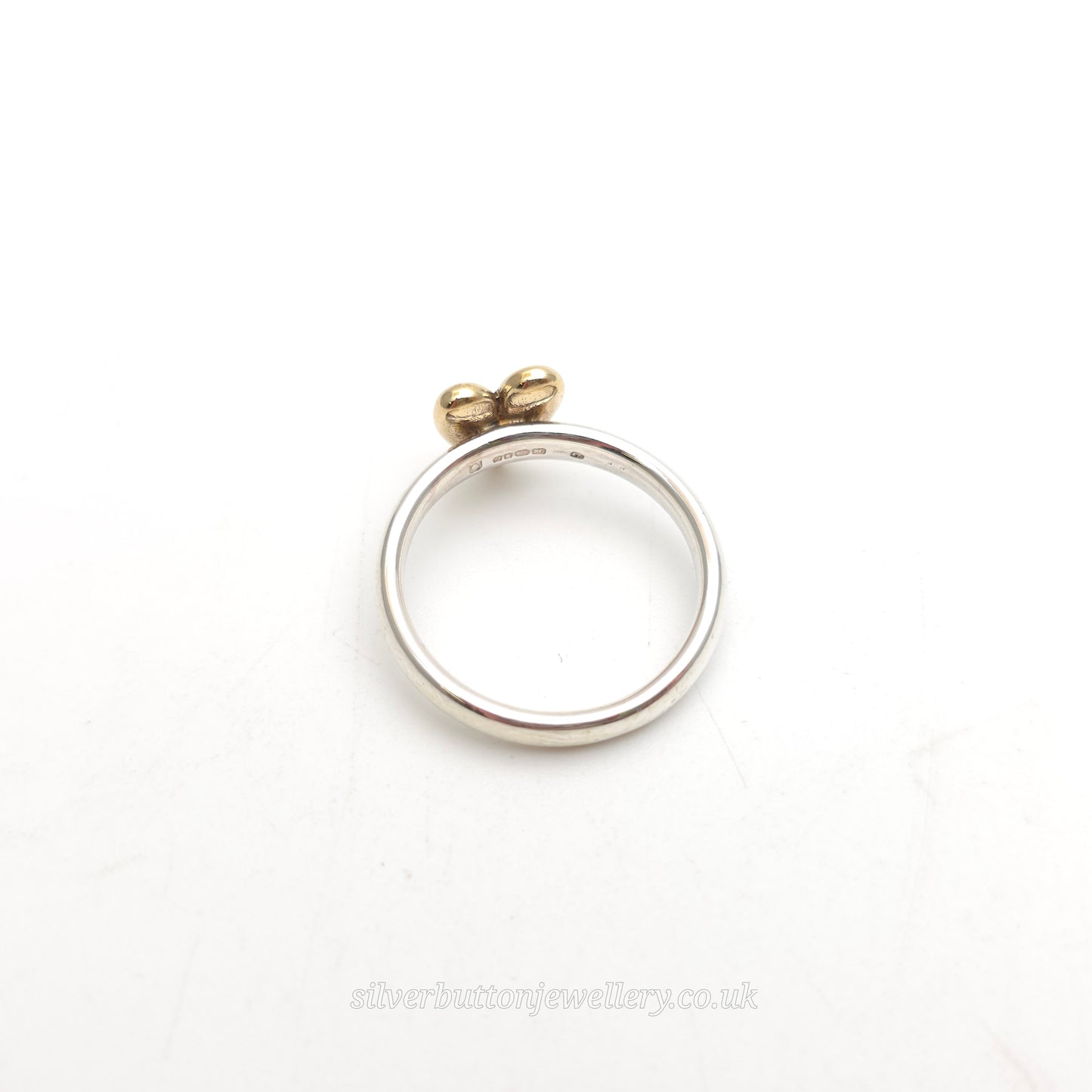 Sterling Silver Gold Plated Chunky Heart Panel Motif Solitaire Ring
