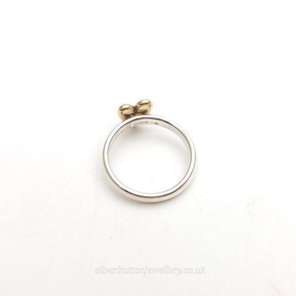 Sterling Silver Gold Plated Chunky Heart Panel Motif Solitaire Ring