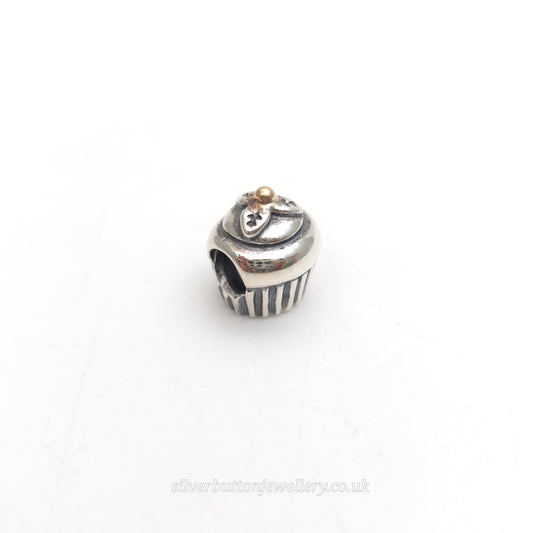 Sterling Silver Pandora Cupcake With Gold Cherry Charm
