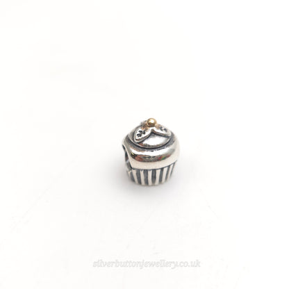 Sterling Silver Pandora Cupcake With Gold Cherry Charm