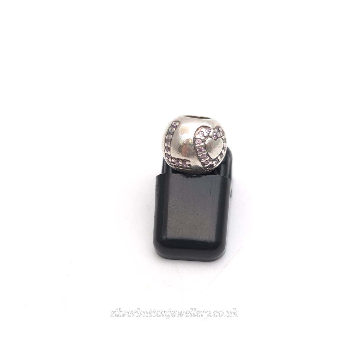 Sterling Silver Pandora 'LOVE' Heart Cubic Zirconia Set Bead Charm