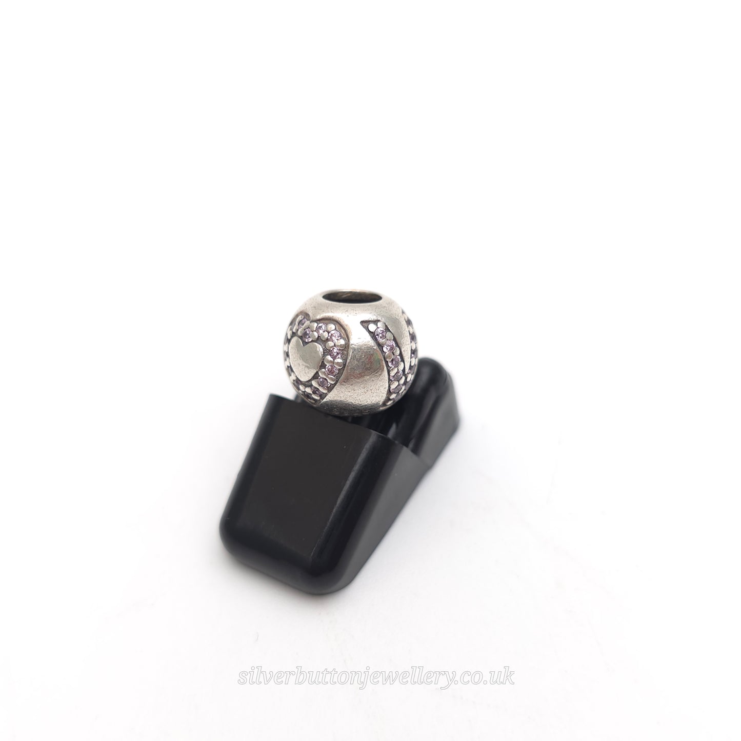 Sterling Silver Pandora 'LOVE' Heart Cubic Zirconia Set Bead Charm