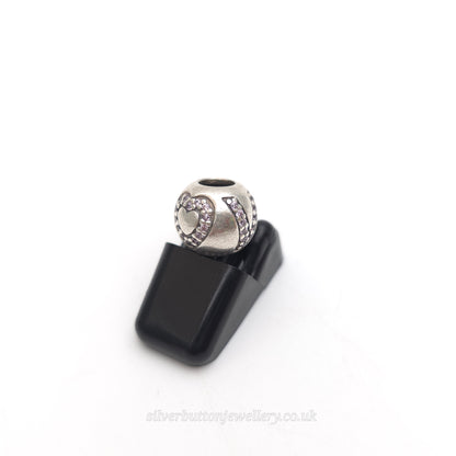 Sterling Silver Pandora 'LOVE' Heart Cubic Zirconia Set Bead Charm