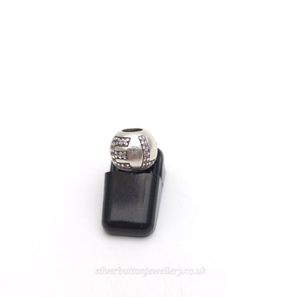 Sterling Silver Pandora 'LOVE' Heart Cubic Zirconia Set Bead Charm
