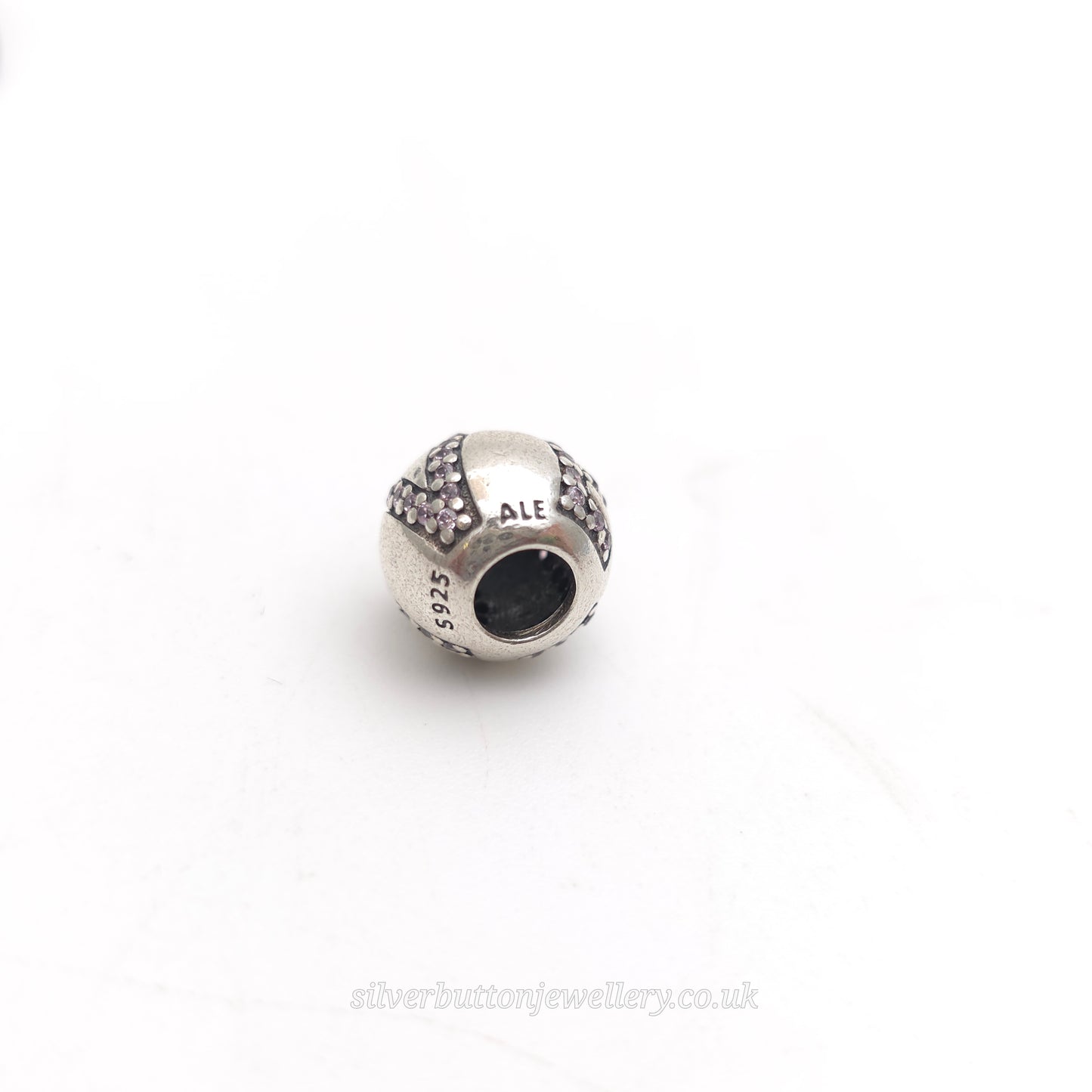 Sterling Silver Pandora 'LOVE' Heart Cubic Zirconia Set Bead Charm